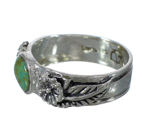 Southwestern Silver Turquoise Flower Ring Size 7-1/2 YX91618
